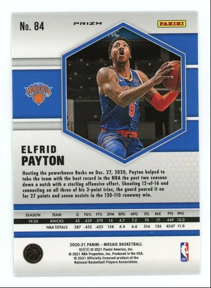 2020-21 Panini Mosaic Elfrid Payton Mosaic Green basketball card for New York Knicks