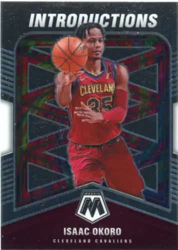 Isaac Okoro basketball card from 2020-21 Panini Mosaic Introductions, Cleveland Cavaliers