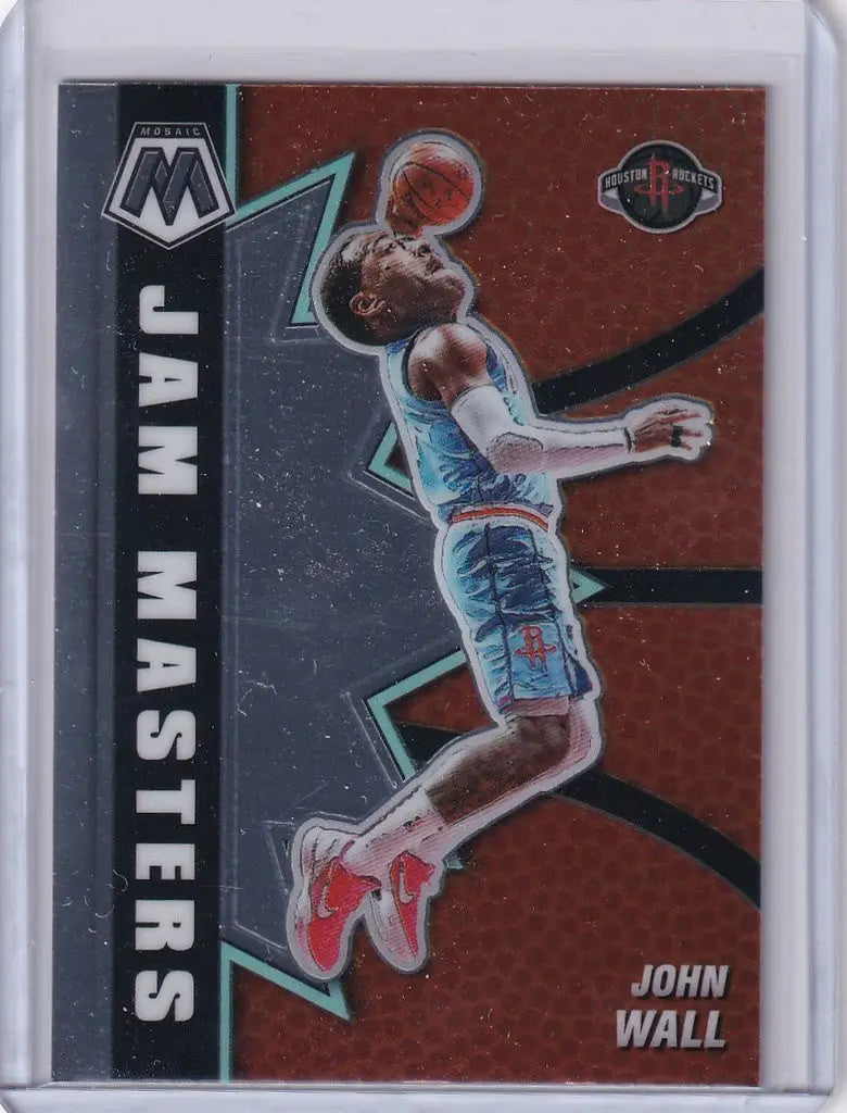 Basketball trading card of John Wall Washington in teal uniform for Panini Mosaic Jam Master