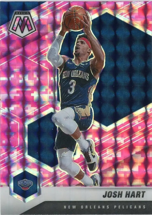 Josh Hart Pink Camo basketball card from 2020-21 Panini Mosaic New Orleans Pelicans