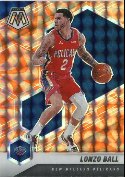 2020-21 Panini Mosaic Lonzo Ball Reactive Orange card New Orleans Pelicans NBA