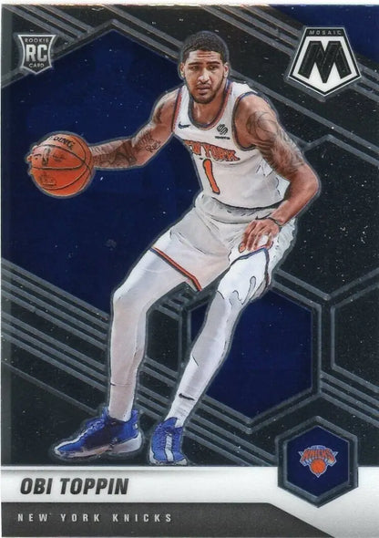 Obi Toppin Rookie basketball card from 2020-21 Panini Mosaic Obi Toppin #220