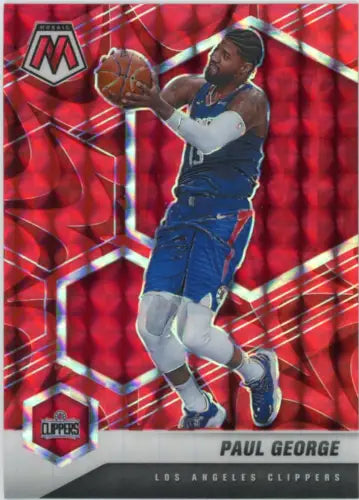 Paul George 2020-21 Panini Mosaic Reactive Red #75 Los Angeles Clippers Basketball Card