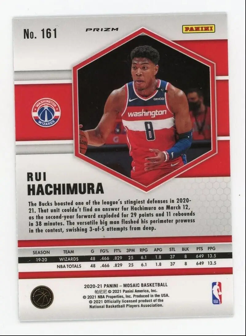 Mosaic Rui Hachimura basketball card from 2020-21 Panini Mosaic series