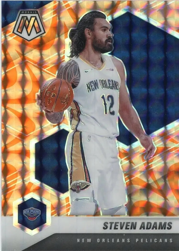 2020-21 Panini Mosaic Steven Adams Reactive Orange basketball card from New Orleans Pelicans