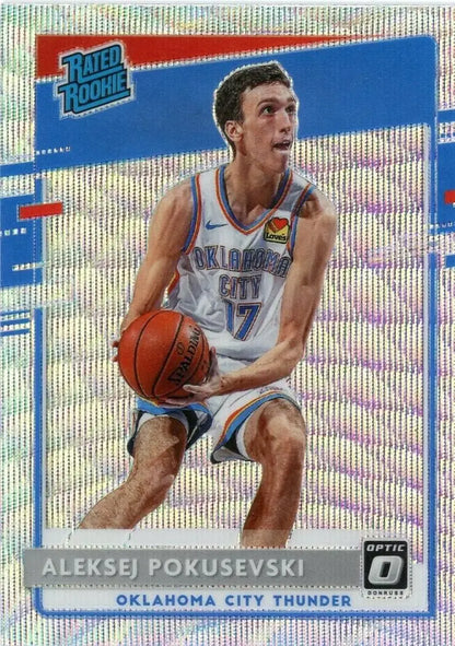 Aleksej Pokusevski Rookie Fanatics Silver Wave card from 2020-21 Panini Optic NBA collection