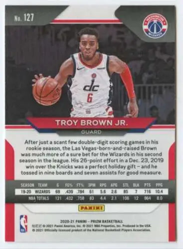 Troy Brown Jr. basketball card with original gloss from 2020-21 Panini Prizm set