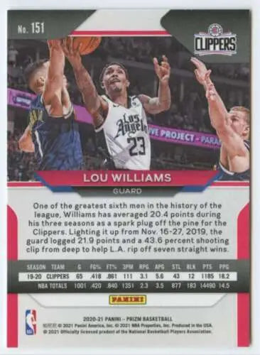 Lou Williams 2020-21 Panini Prizm basketball card NM-MT Clippers original gloss finish