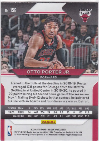 Basketball trading card of Otto Porter Jr. in action for Chicago Bulls from Panini Prizm