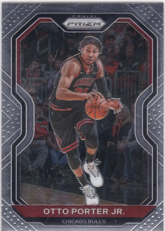 Basketball trading card of Otto Porter Jr. dribbling for the Chicago Bulls in Panini Prizm