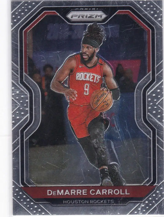 Basketball trading card of DeMarre Carroll dribbling for Houston Rockets Panini Prizm