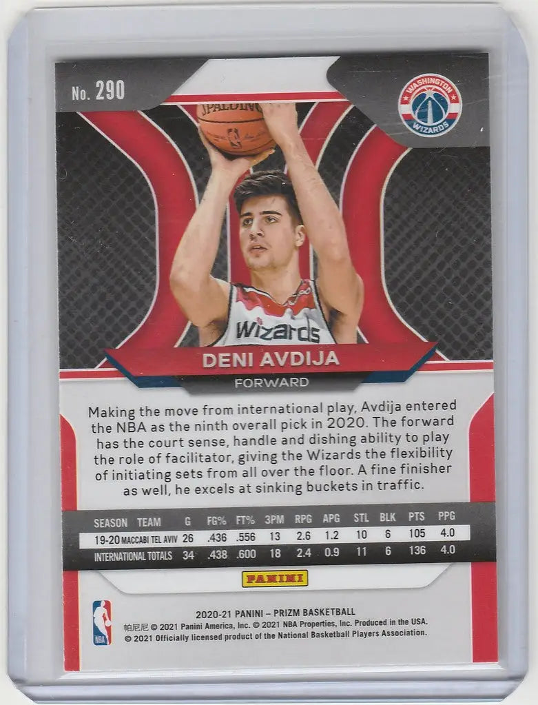 Basketball trading card of Deni Avdija from the Washington Wizards Panini Prizm series