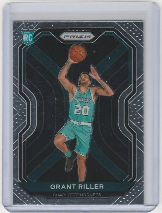 Basketball trading card of Grant Riller in teal for the Charlotte Hornets by Panini Prizm