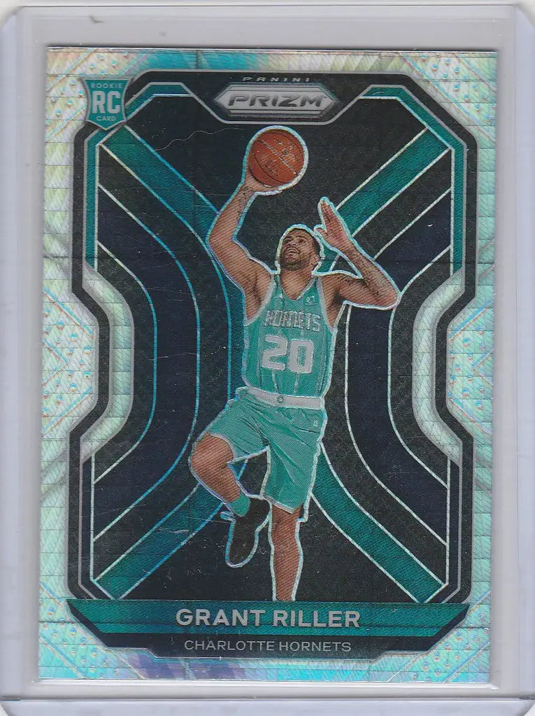 Basketball trading card of Grant Riller Charlotte Hornets in Panini Prizm teal uniform