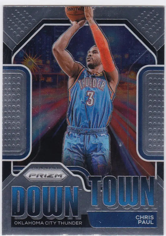 Basketball trading card of Chris Paul from Panini Prizm showcasing Oklahoma City Thunder talent