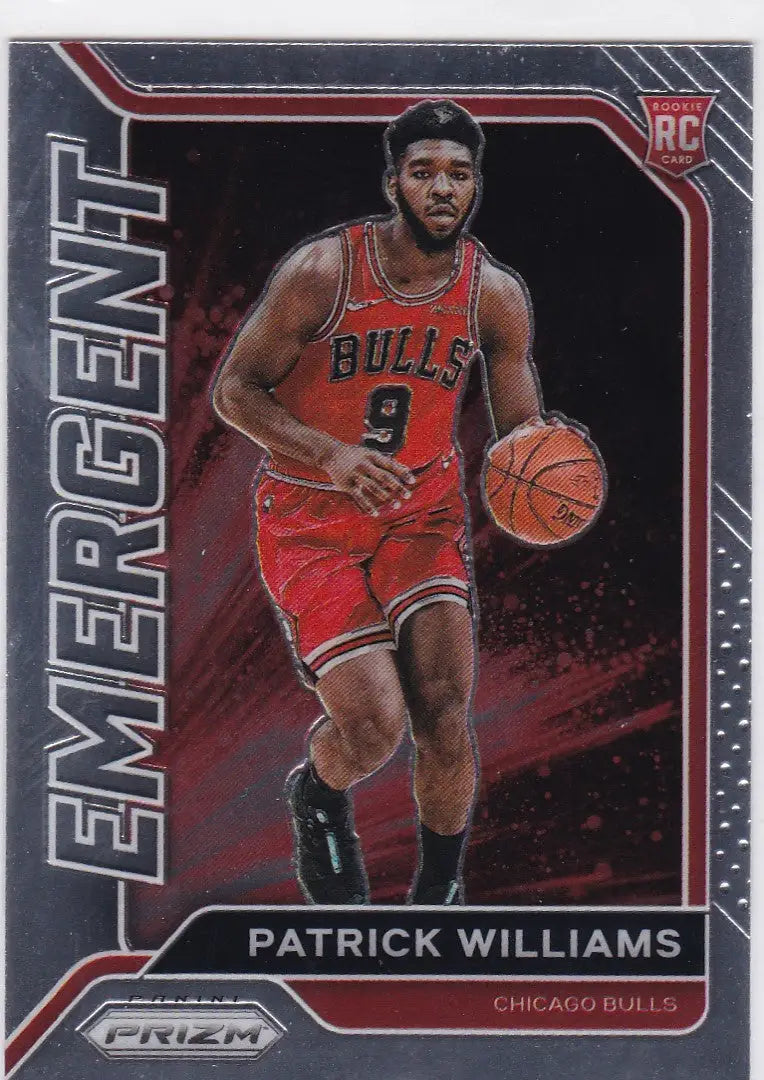 Basketball trading card of Patrick Williams RC Emergent from Panini Prizm Chicago Bulls