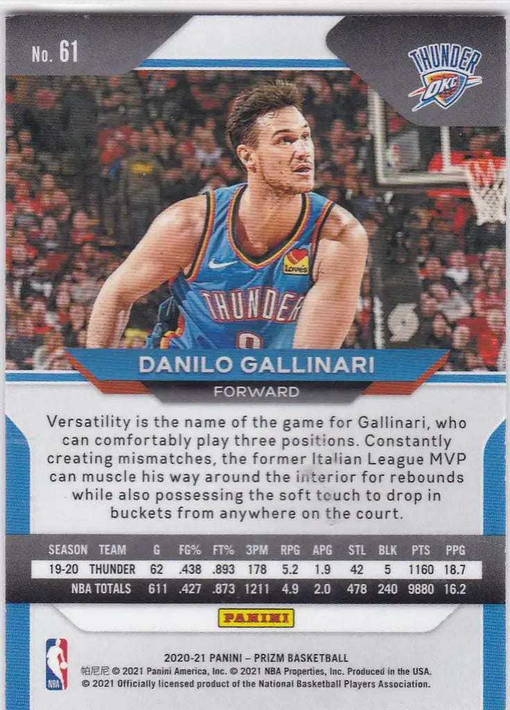 Danilo Gallinari Oklahoma City Thunder trading card in action on the court