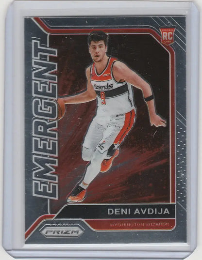 Basketball trading card featuring Deni Avdija Washington Wizards from 2020-21 Panini Prizm Emergent