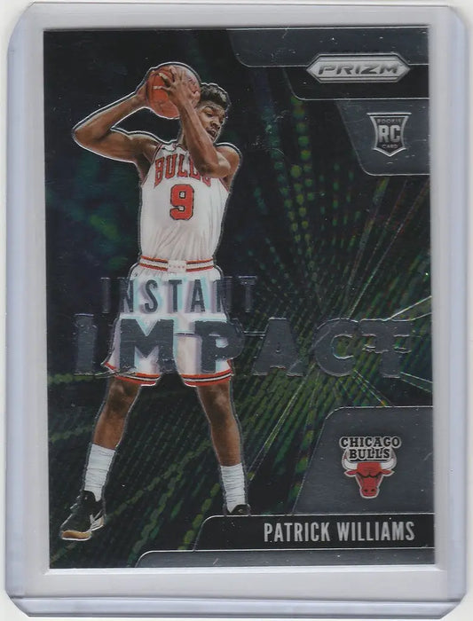 Basketball trading card of Patrick Williams Chicago Bulls in shooting pose from Panini Prizm Instant Impact