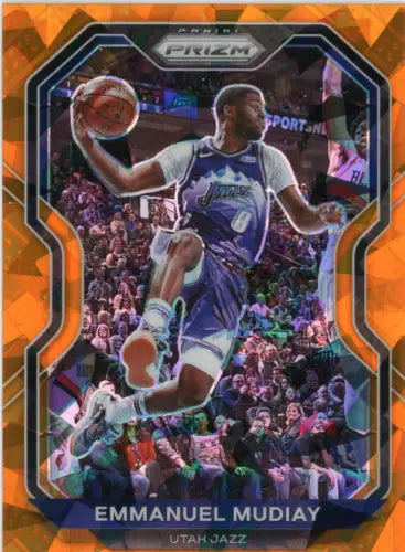 Emmanuel Mudiay 2020-21 Panini Prizm Orange Ice basketball card featuring Utah Jazz