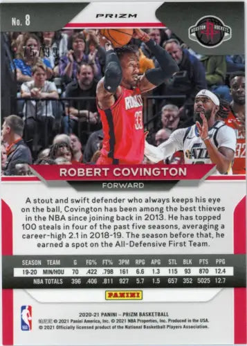 2020-21 Panini Prizm Purple Robert Covington /99 Houston Rockets Basketball Card