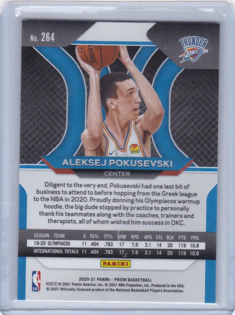 Aleksej Pokusevski basketball trading card, Oklahoma City Thunder, light blue jersey