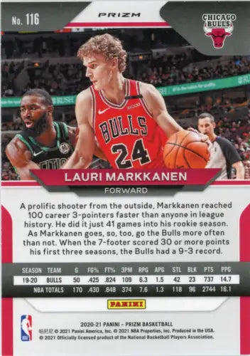 Lauri Markkanen 2020-21 Panini Prizm Ruby Wave basketball card Chicago Bulls