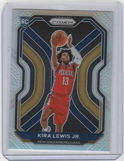 Kira Lewis Jr shooting a basketball on 2020-21 Panini Prizm New Orleans Pelicans card