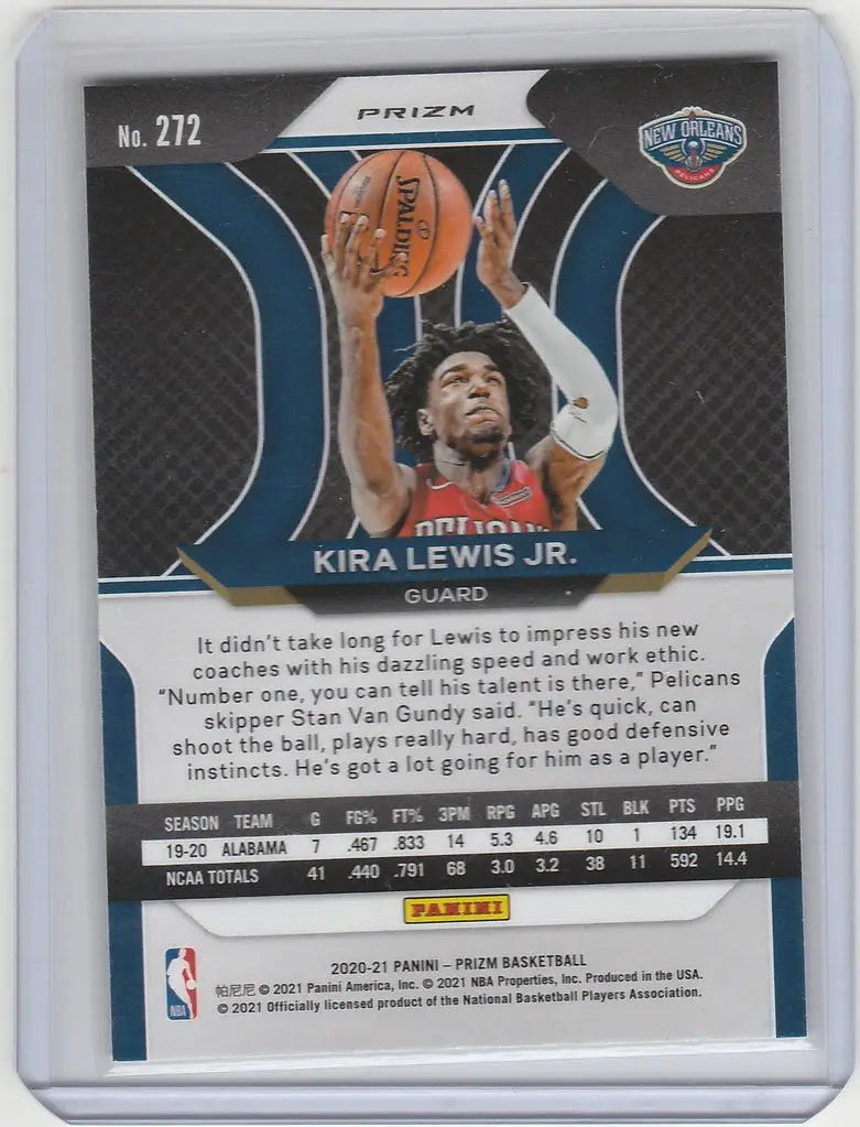 Basketball trading card of Kira Lewis from 2020-21 Panini Prizm with New Orleans Pelicans