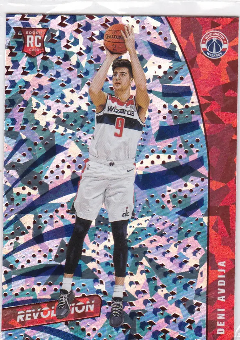 Basketball trading card of Deni Avdija in white uniform for Panini Revolution Chinese Year RC Wizards