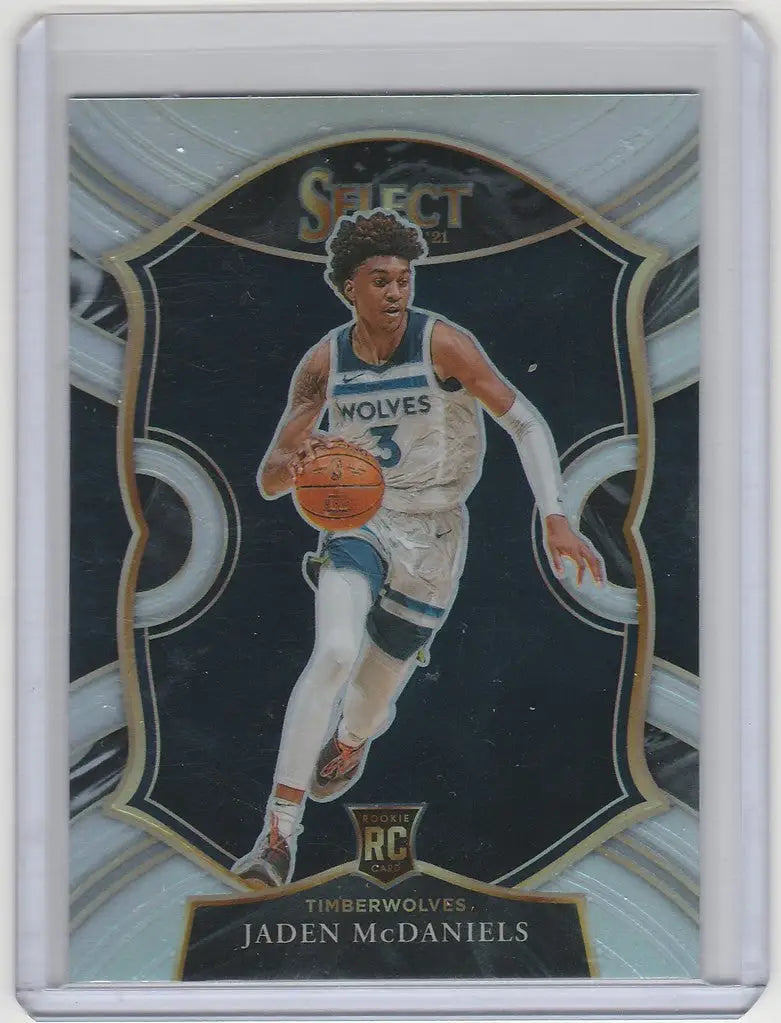 Basketball trading card of Jaden McDaniels Minnesota Timberwolves from 2020-21 Panini Select