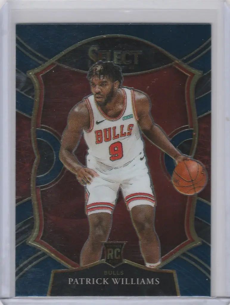 Basketball trading card of Patrick Williams Chicago Bulls in white uniform number 9