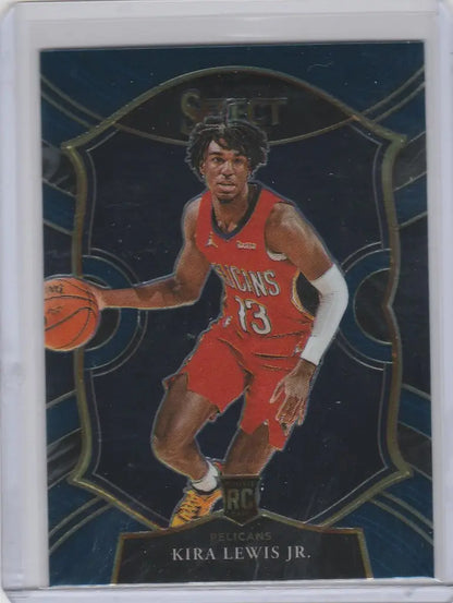 Basketball trading card of Kira Lewis Jr from Panini Select Blue New Orleans Pelicans