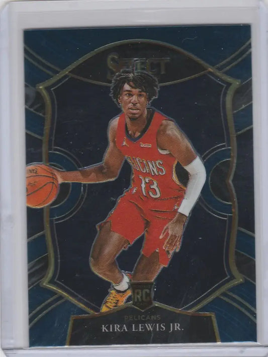 Basketball trading card of Kira Lewis Jr from Panini Select Blue New Orleans Pelicans