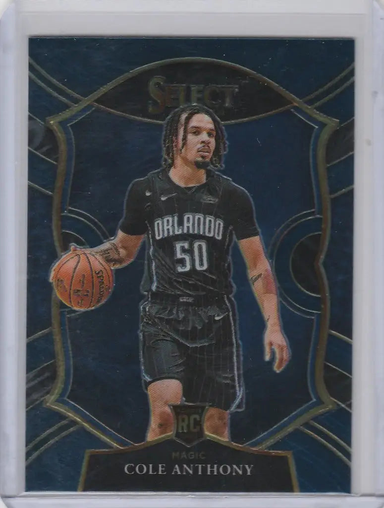 Basketball trading card of Cole Anthony from Orlando Magic in 2020-21 Panini Select Blue