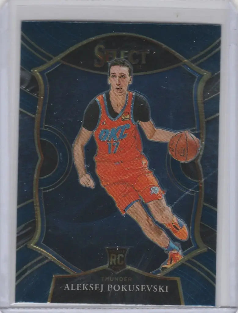 Basketball trading card of Aleksej Pokusevski Thunder from Panini Select Blue