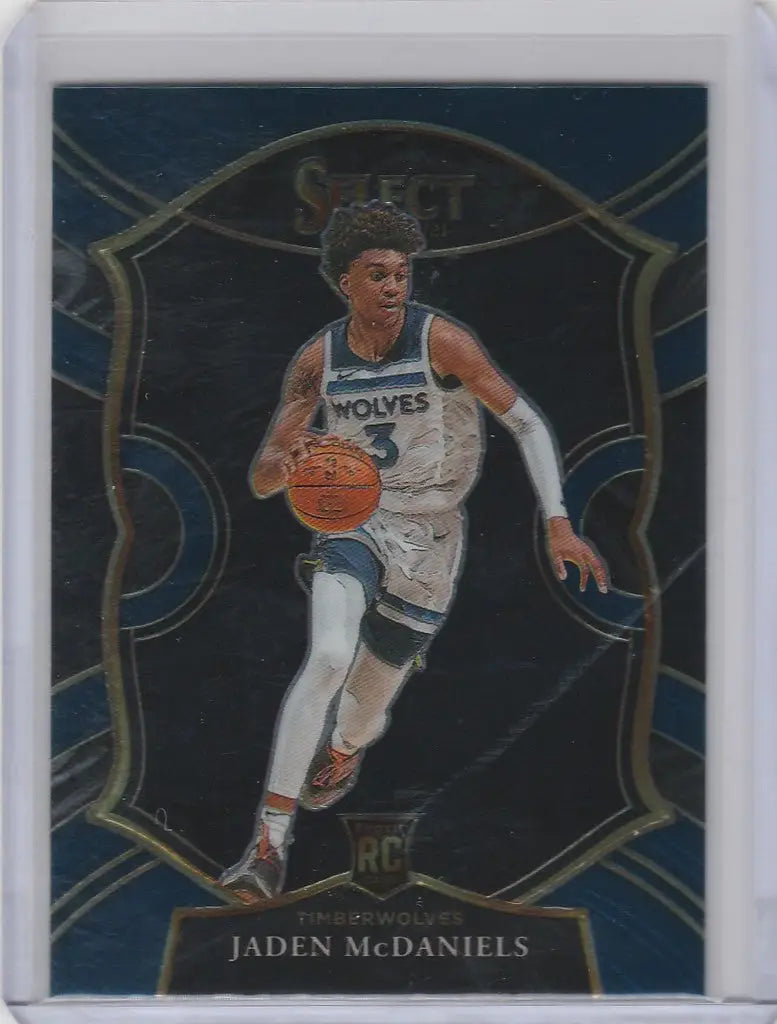 Basketball trading card of Jaden McDaniels Minnesota Timberwolves 2020-21 Panini Select Blue