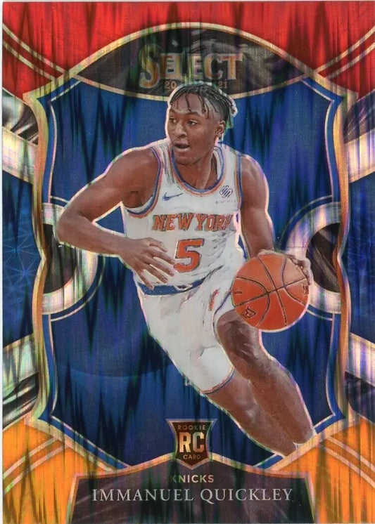 Select Immanuel Quickley Red White Orange Flash Rookie card featuring NY Knicks player