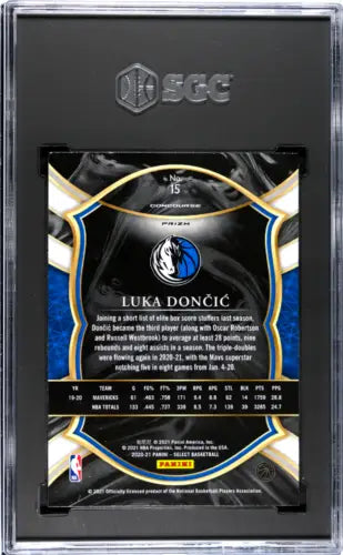 Graded 2020-21 Panini Select Luka Doncic #15 Blue Prizm Basketball Card SGC 9.5