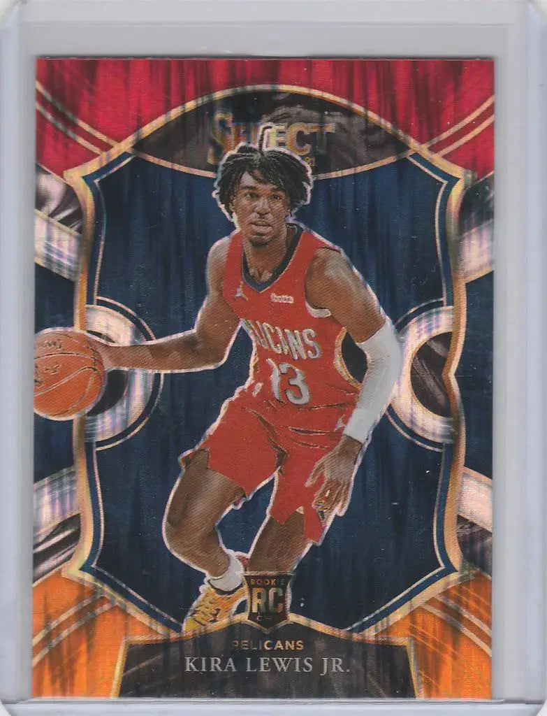 Basketball trading card of Lewis Jr Orleans in red uniform, Panini Select Prizms series