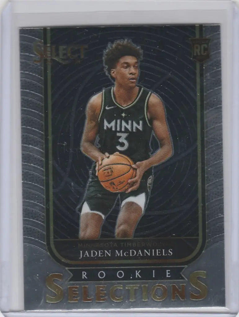 Basketball trading card of Jaden McDaniels Timberwolves in 2020-21 Panini Select Rookie Selections