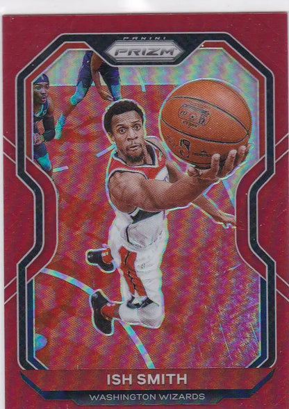 Ish Smith Red Prizm trading card from the 2020-21 Washington Wizards collection