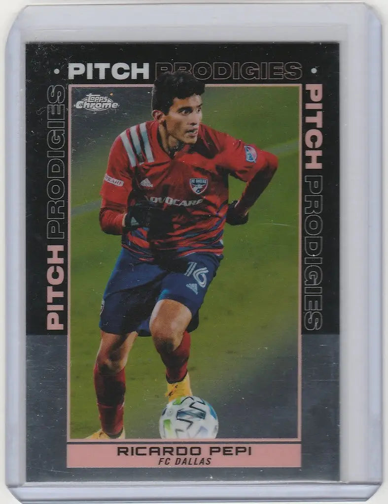 Soccer trading card of Ricardo Pepi in FC Dallas uniform from MLS Pitch Prodigies series