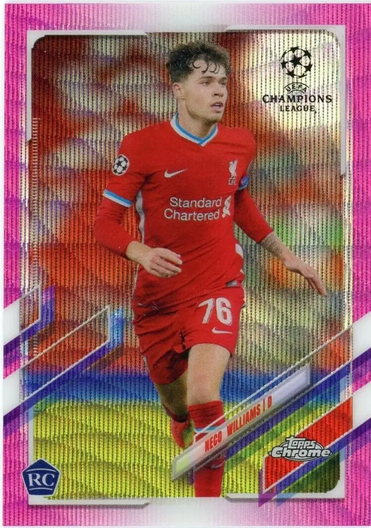 Neco Williams Pink Wave Rookie card from 2020-21 Topps Chrome UCL Liverpool FC