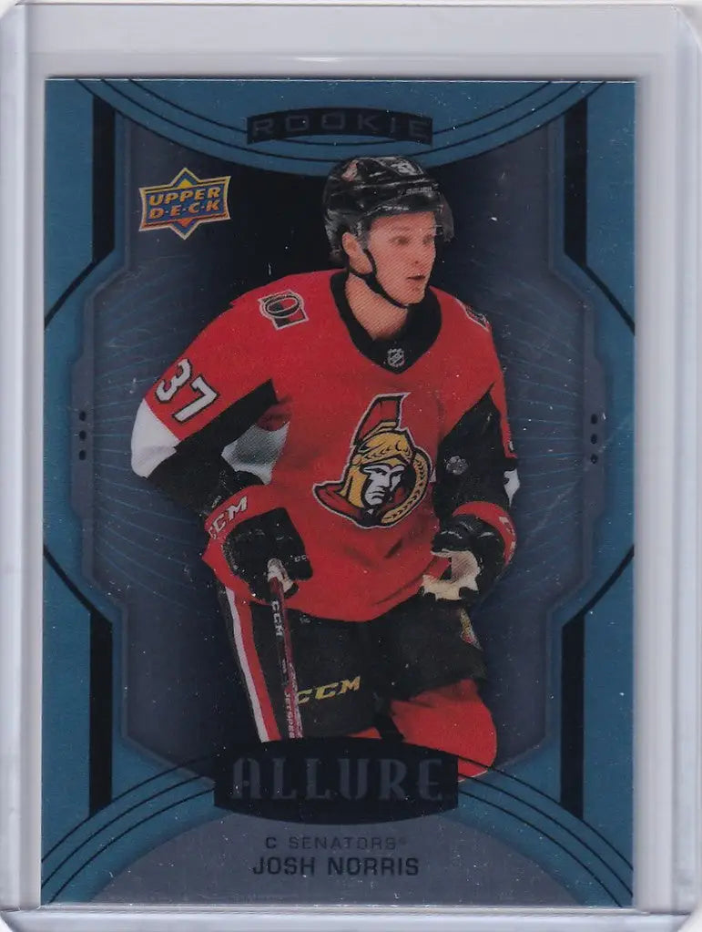 Hockey trading card of Josh Norris Ottawa Senators in Upper Deck Allure jersey number 31