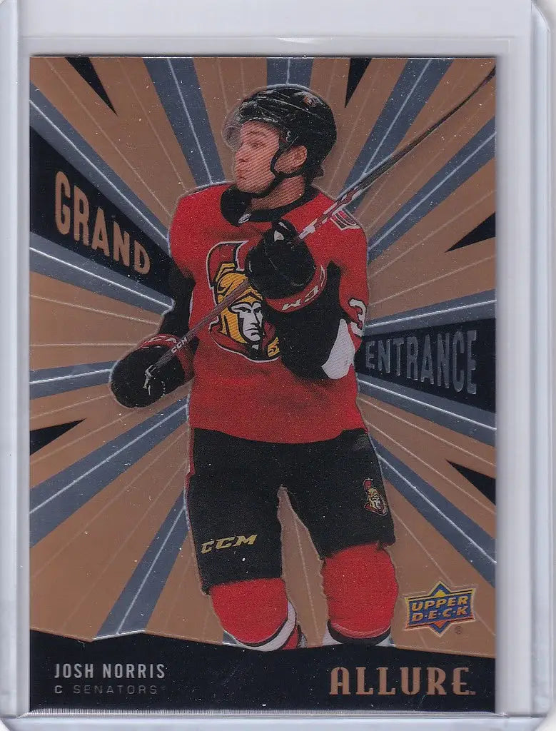 Hockey trading card of Josh Norris Ottawa Senators from Upper Deck Allure 2020-21