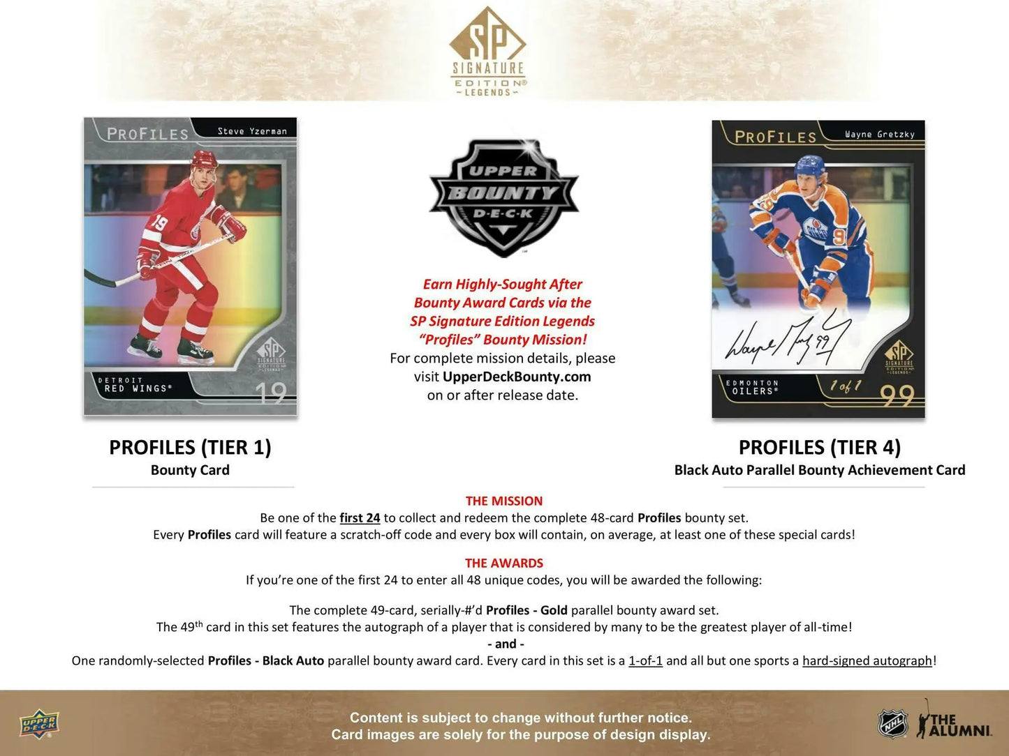 Hockey card ad featuring player cards from Upper Deck Signature Legends Hockey set