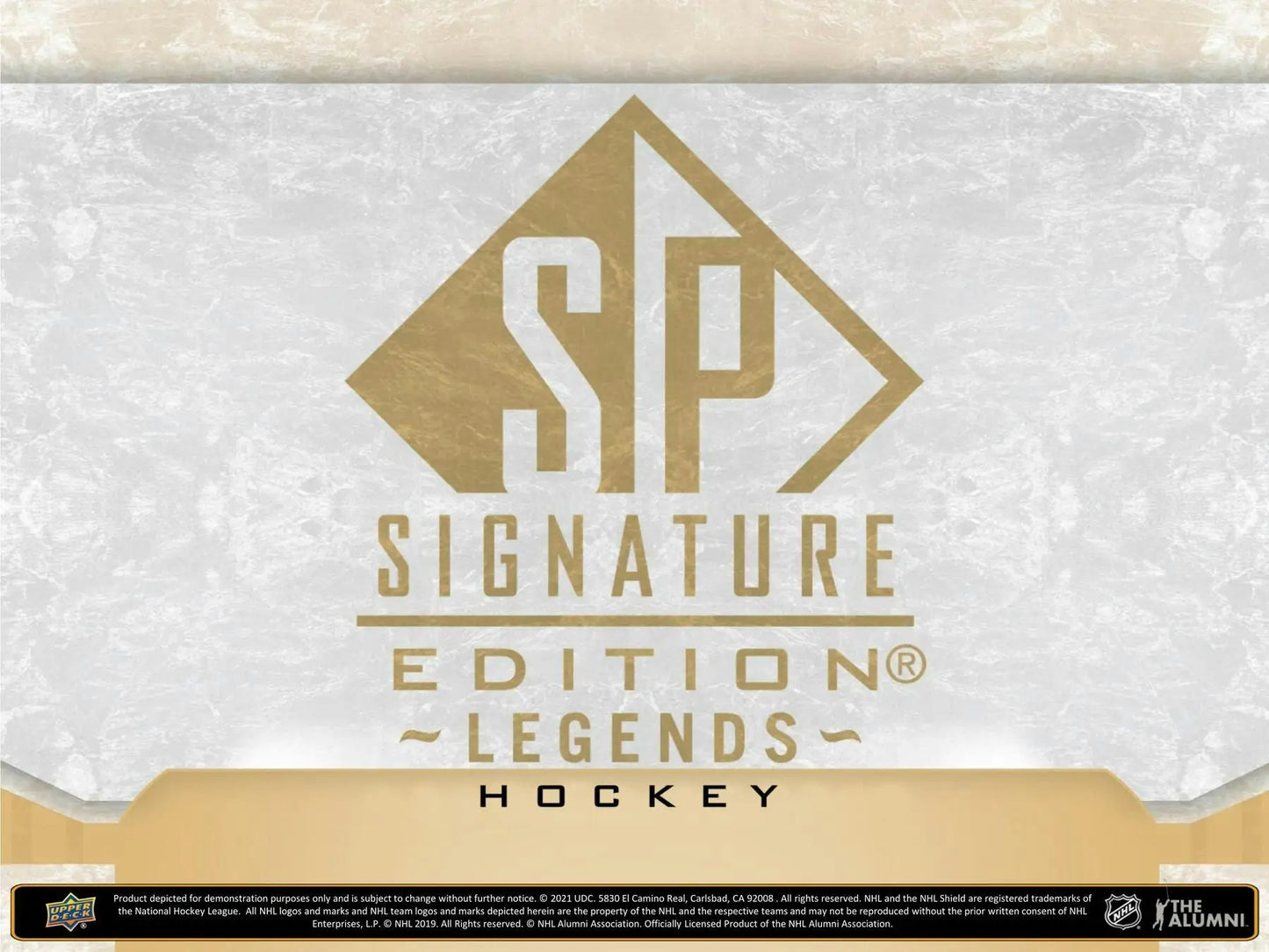 Gold SP Signature Edition Legends Hockey logo on light background for Upper Deck box