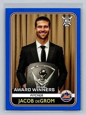 Jacob DeGrom baseball card featuring 2020 Big League #269 CY Young Award color match design