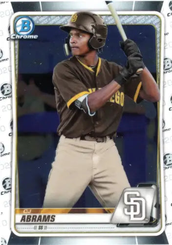 CJ Abrams San Diego Padres baseball card from 2020 Bowman Chrome Prospects BCP62